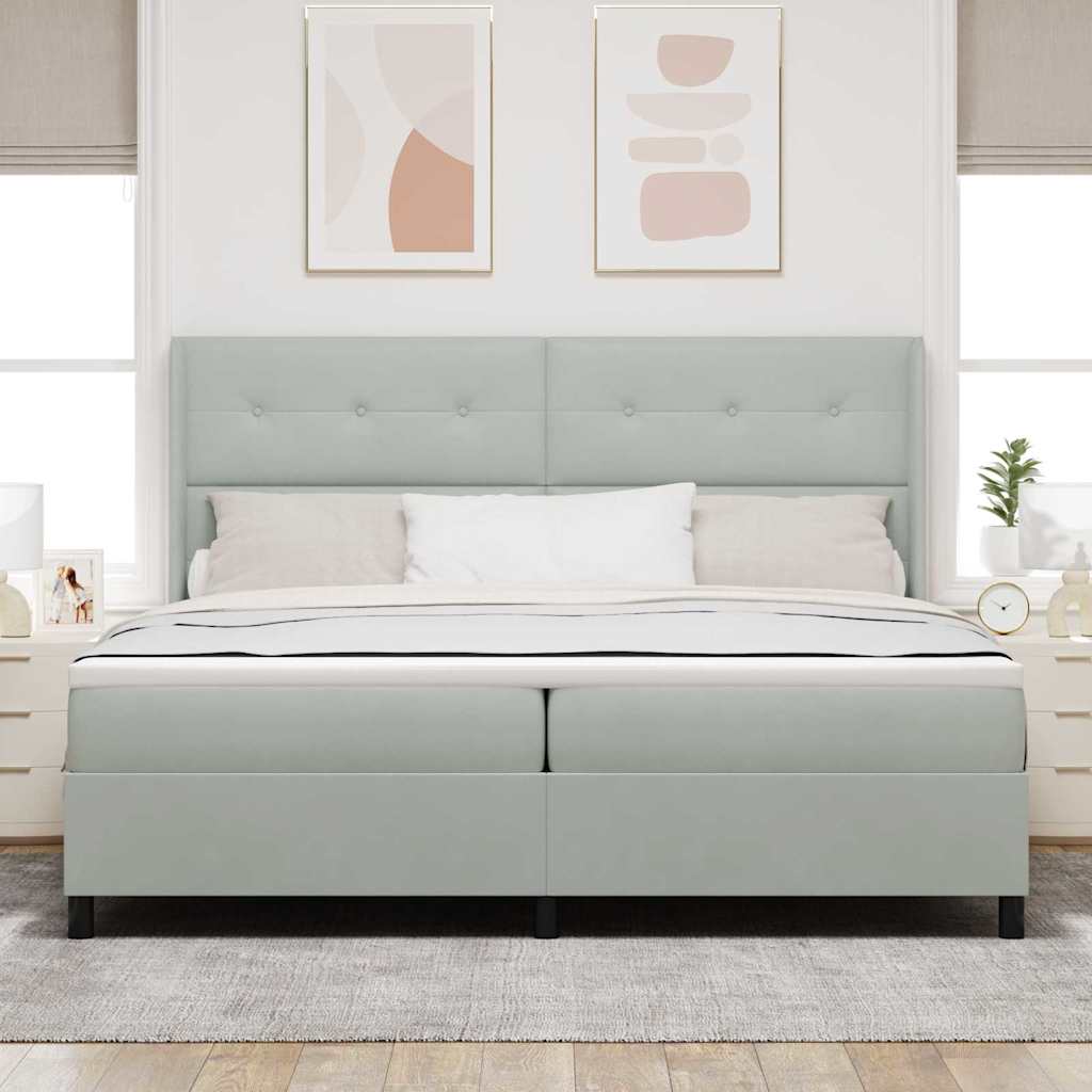 vidaXL Łóżko sprężynowe z materacem Jasnoszary 200 x 200 cm Aksamit