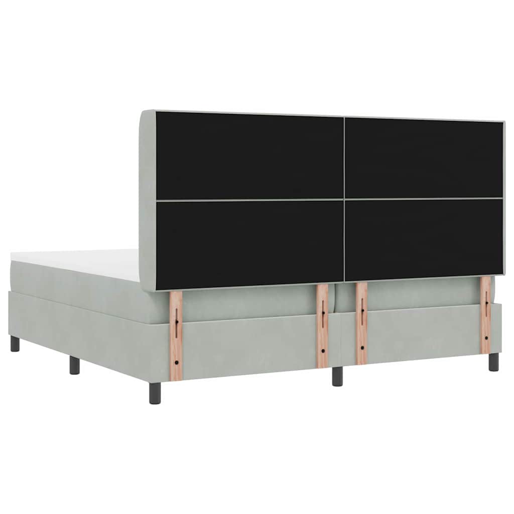 vidaXL Łóżko sprężynowe z materacem Jasnoszary 200 x 200 cm Aksamit