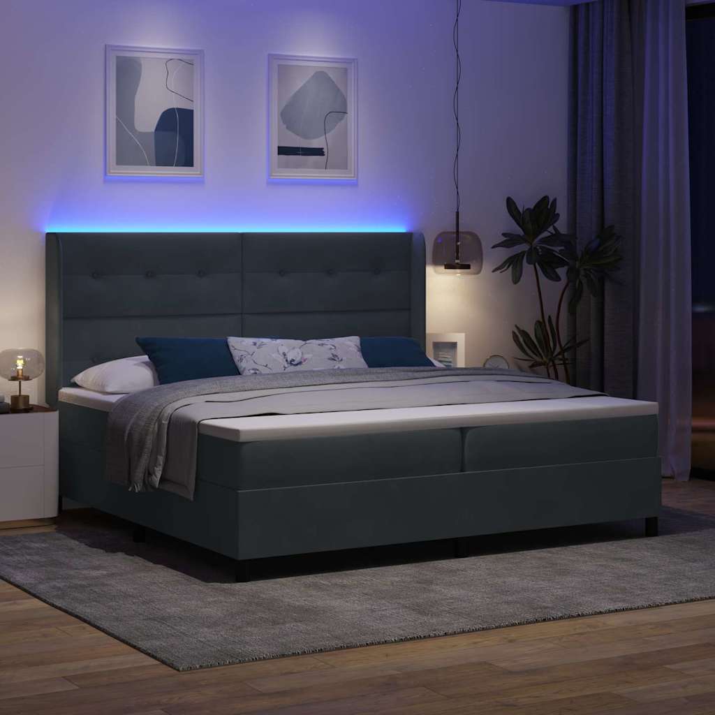 vidaXL Łóżko sprężynowe z materacem Ciemnoszary 200 x 200 cm Aksamit