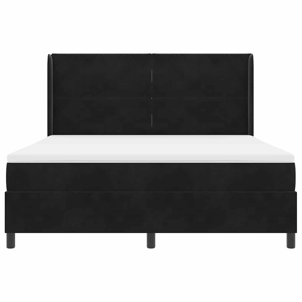 vidaXL Łóżko sprężynowe z paskami LED Czarny 180 x 200 cm Aksamit