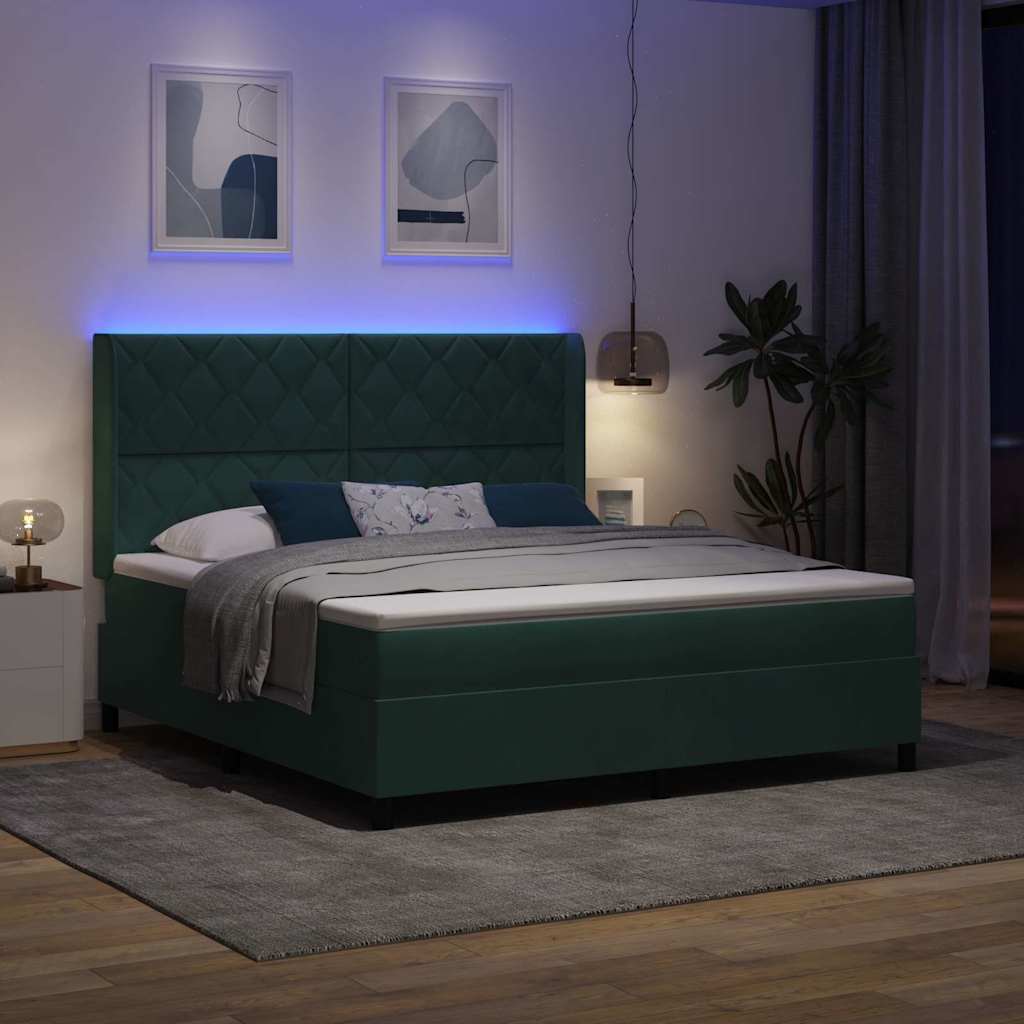 vidaXL Łóżko sprężynowe Ciemna zieleń 180 x 200 cm Aksamit