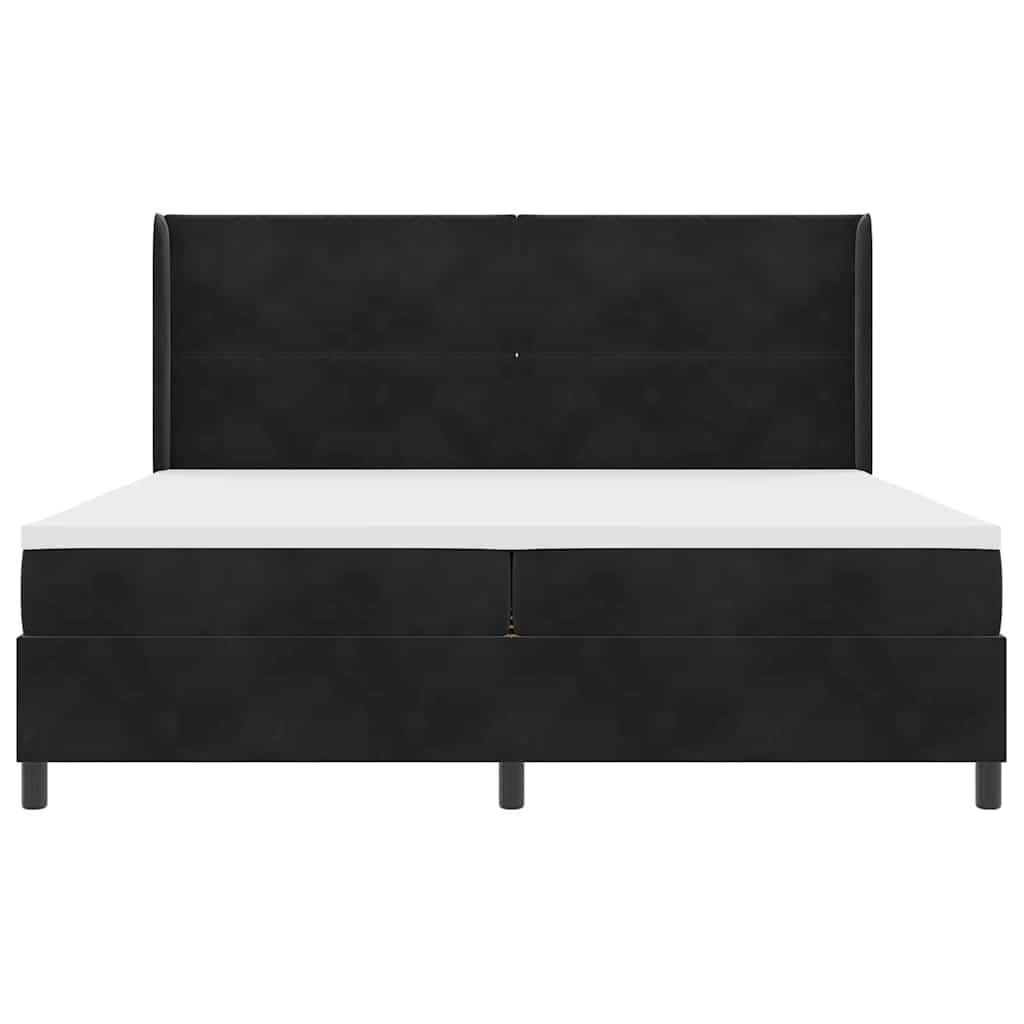 vidaXL Łóżko sprężynowe z paskami LED Czarny 200 x 200 cm Aksamit