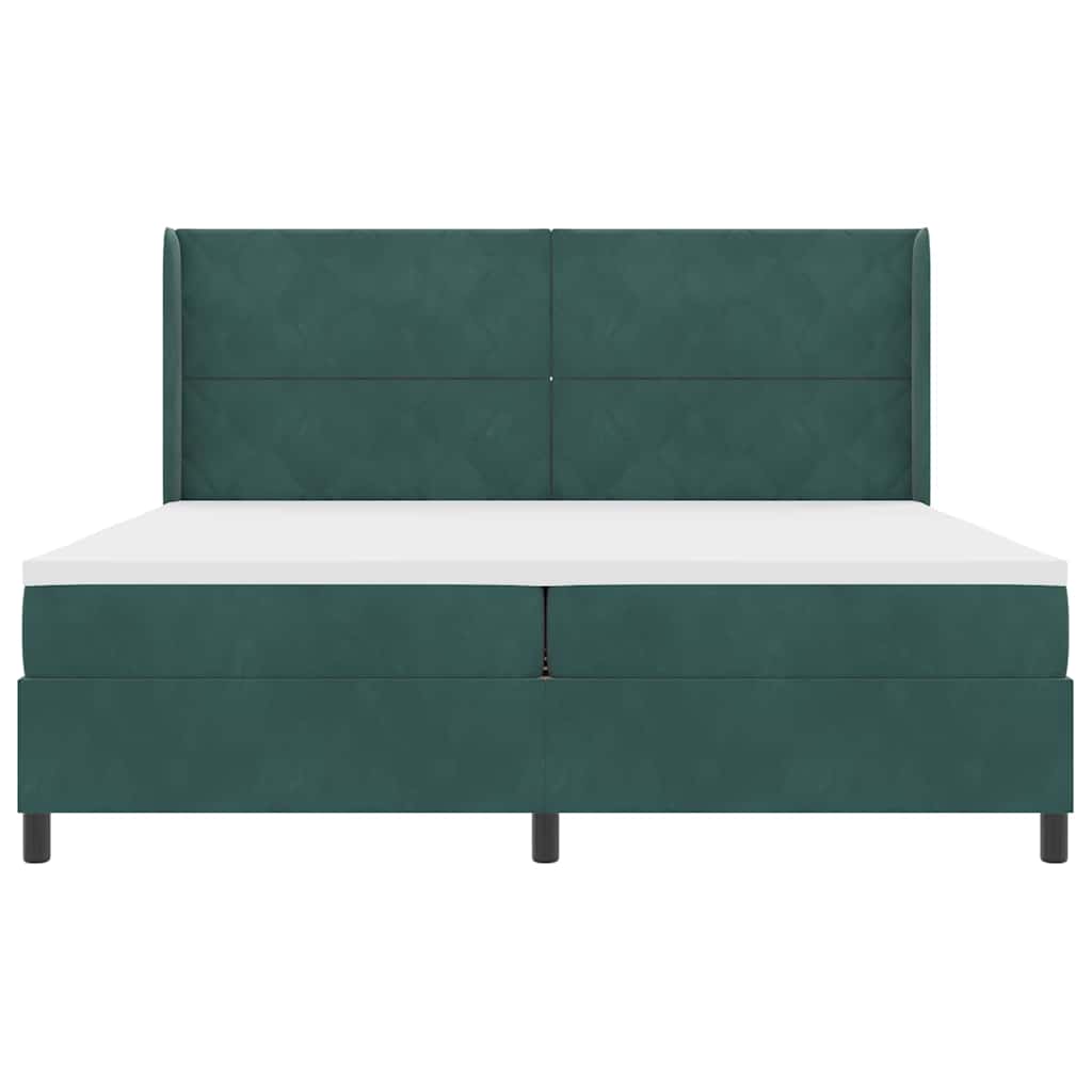 vidaXL Łóżko sprężynowe Ciemna zieleń 200 x 200 cm Aksamit