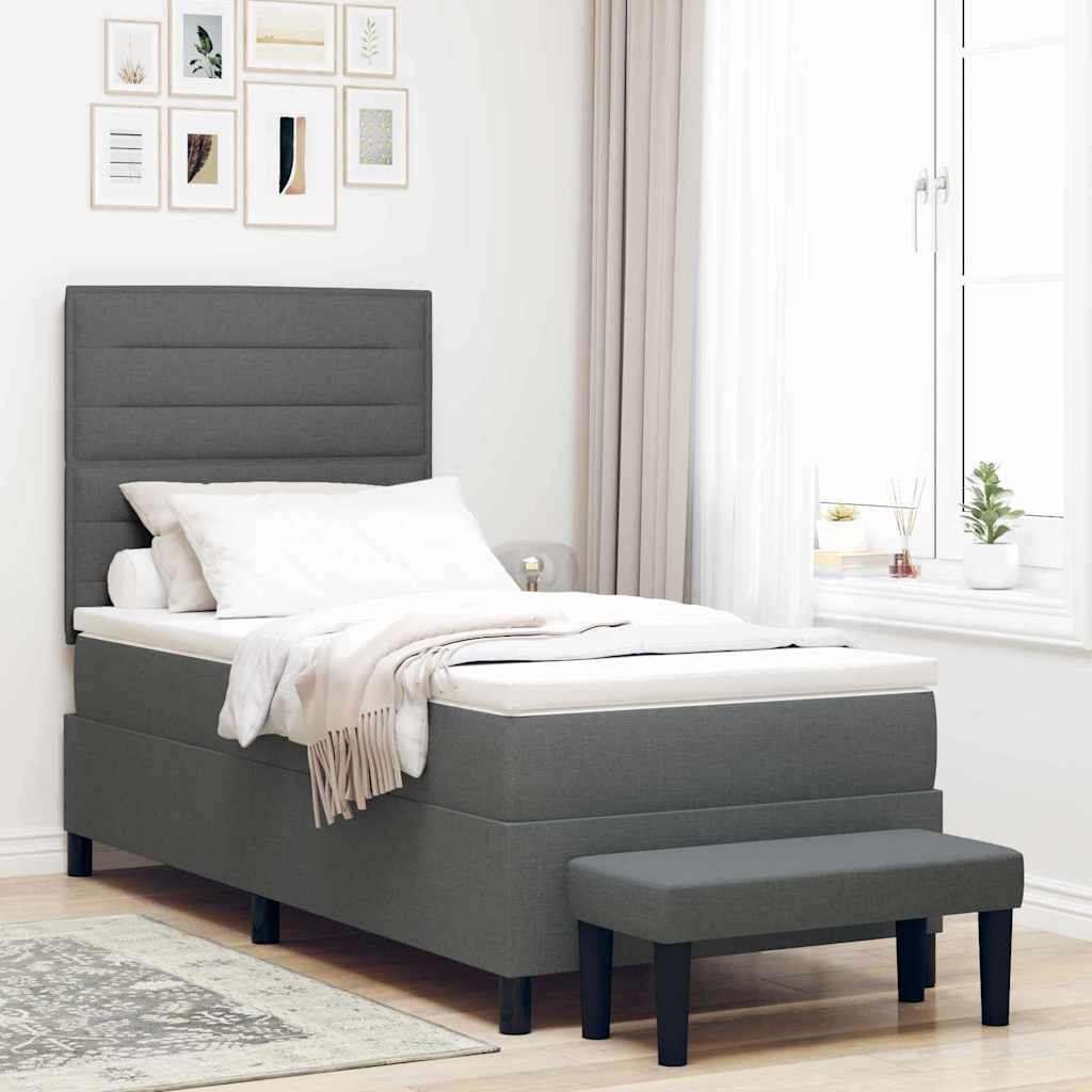 vidaXL Łóżko sprężynowe z poduszką Ciemnoszary 80 x 200 cm tkanina
