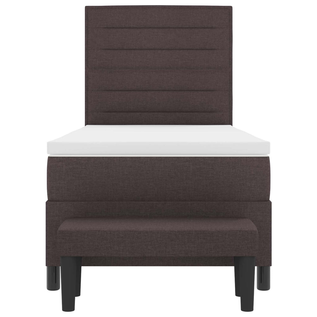 vidaXL Łóżko sprężynowe Z zagłówkiem Ciemny brąz 80 x 200 cm tkanina