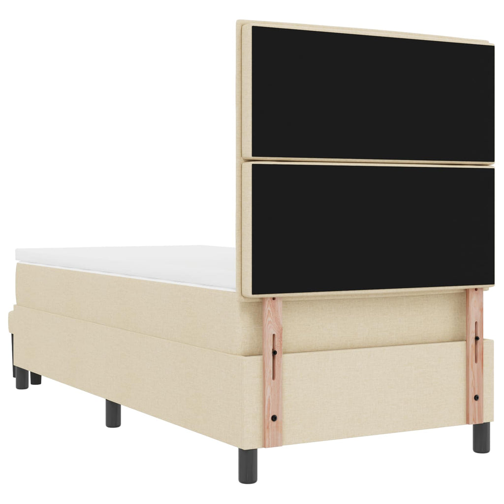 vidaXL Łóżko sprężynowe Z zagłówkiem Kremowy 80 x 200 cm tkanina