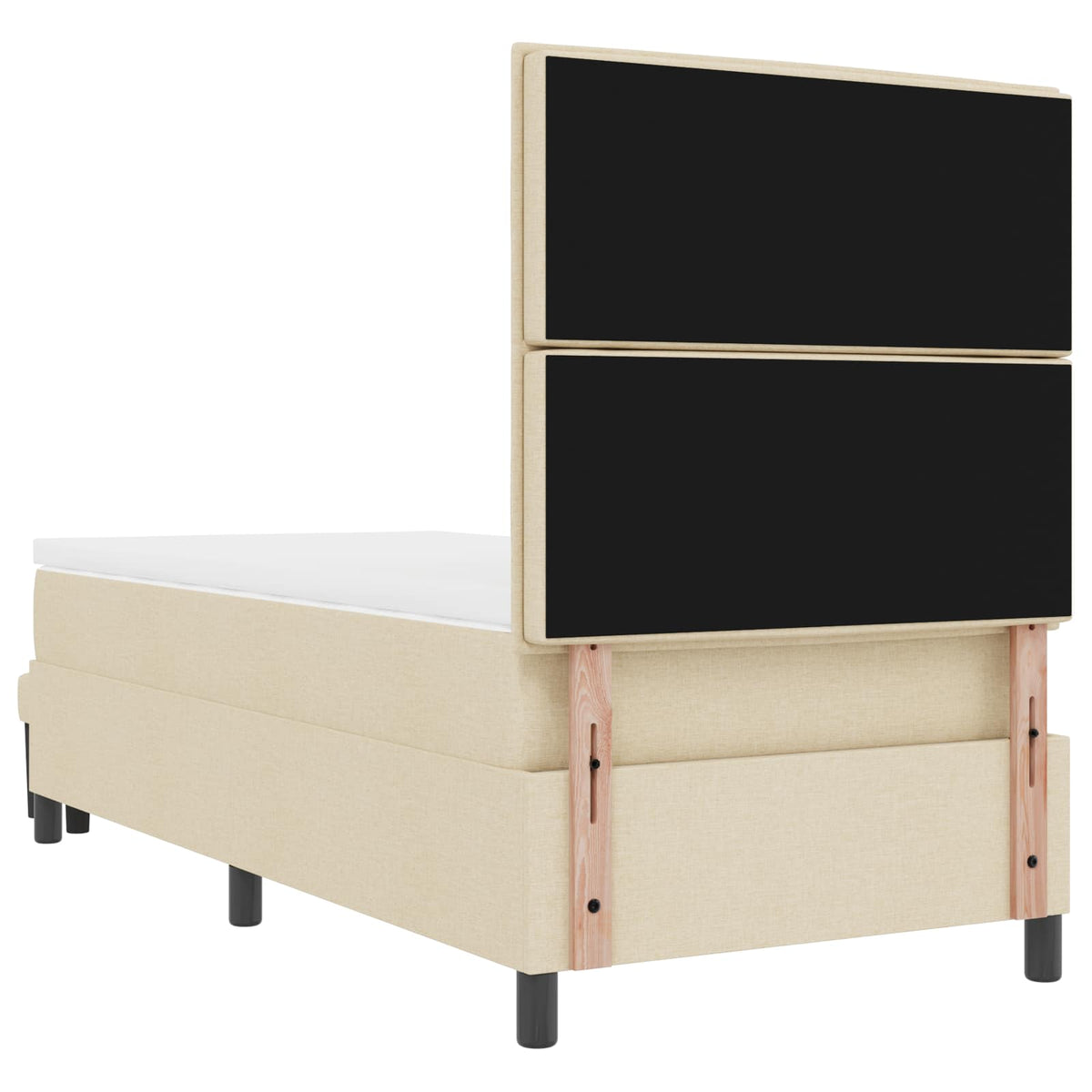 vidaXL Łóżko sprężynowe Z zagłówkiem Kremowy 80 x 200 cm tkanina