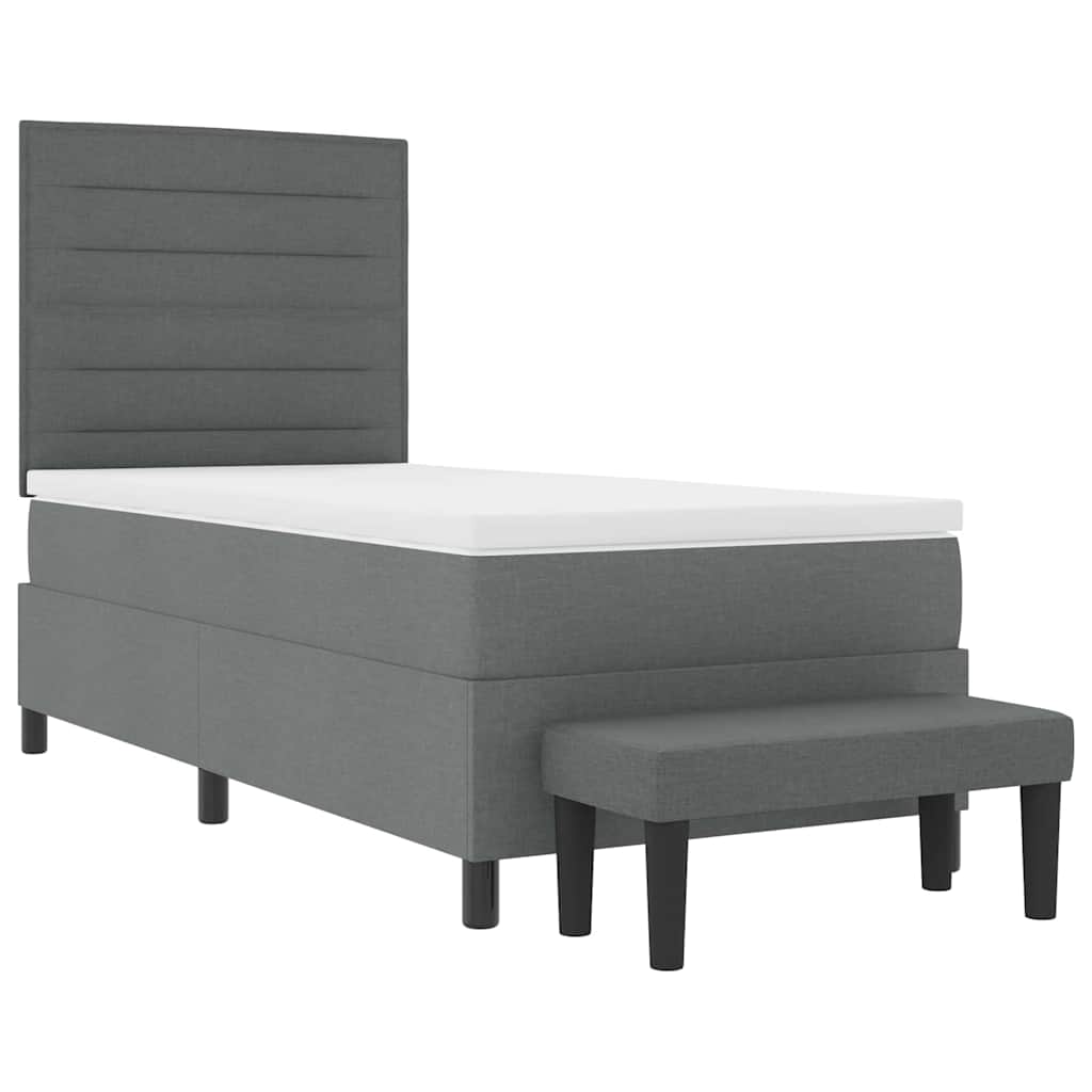 vidaXL Łóżko sprężynowe z poduszką Ciemnoszary 90 x 200 cm tkanina