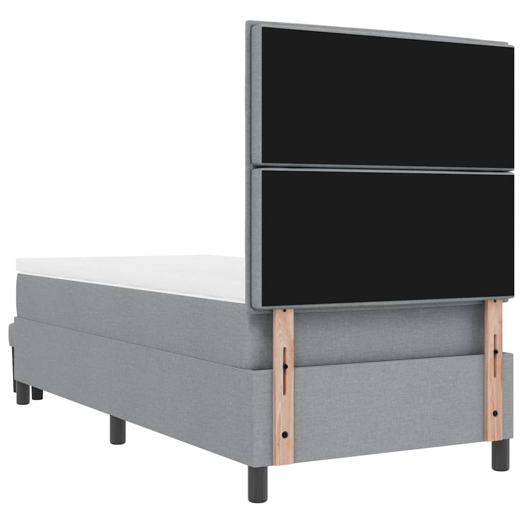 vidaXL Łóżko sprężynowe Z zagłówkiem Jasnoszary 100 x 200 cm tkanina