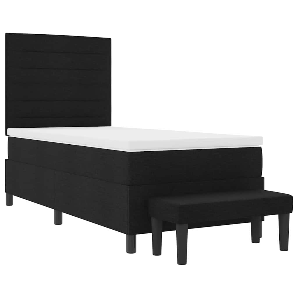 vidaXL Łóżko sprężynowe Z zagłówkiem Czarny 100 x 200 cm tkanina