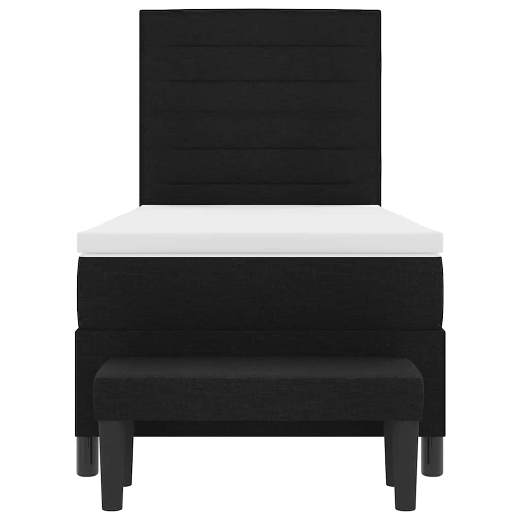 vidaXL Łóżko sprężynowe Z zagłówkiem Czarny 100 x 200 cm tkanina