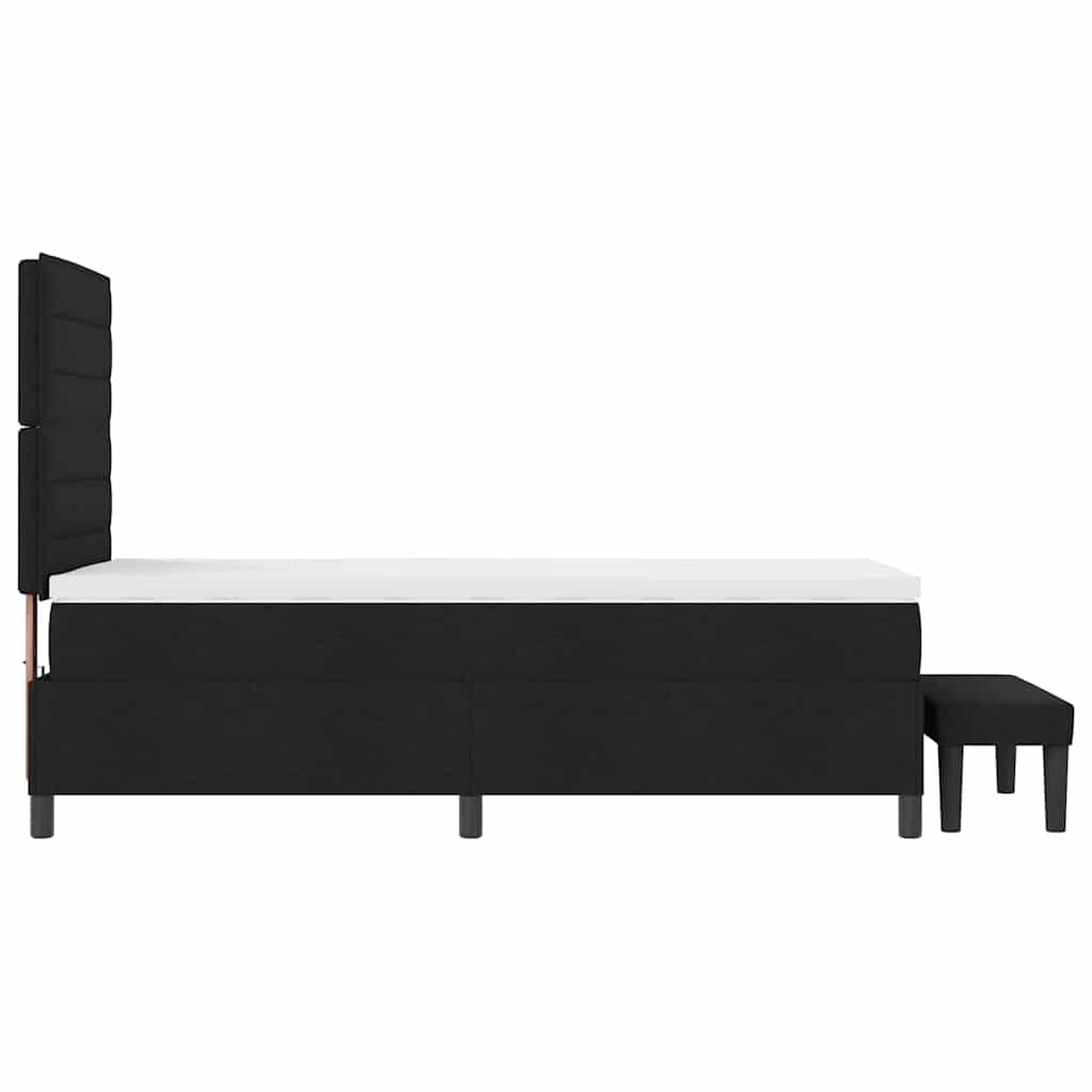vidaXL Łóżko sprężynowe Z zagłówkiem Czarny 100 x 200 cm tkanina