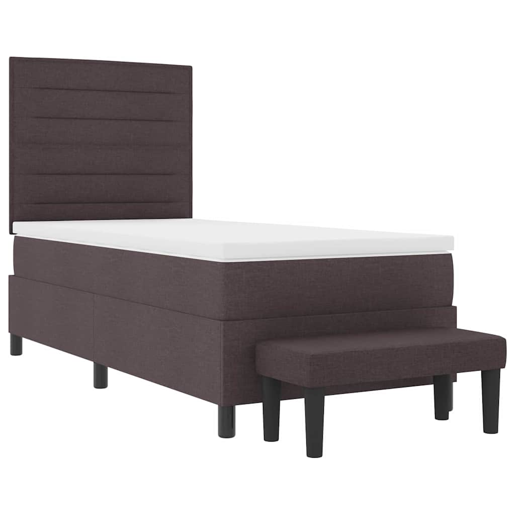 vidaXL Łóżko sprężynowe Z zagłówkiem Ciemny brąz 100 x 200 cm tkanina