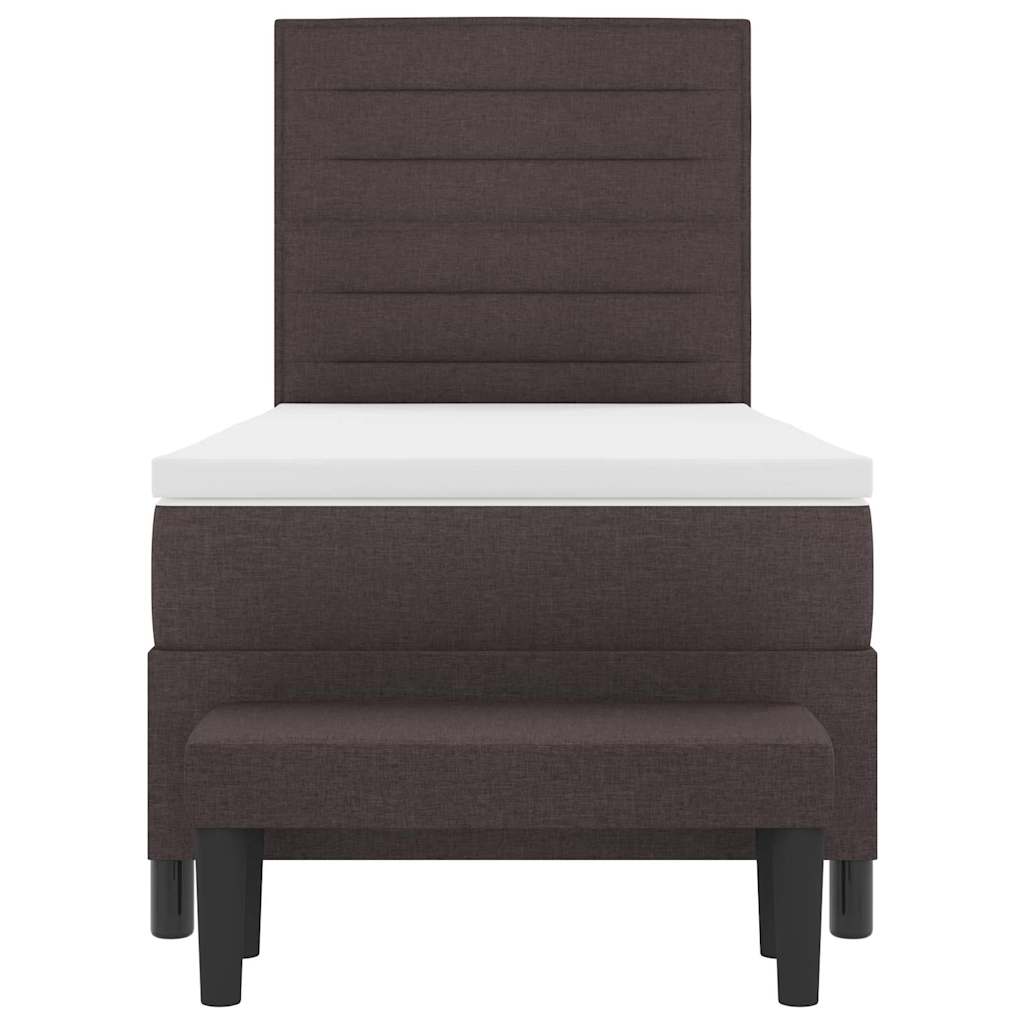 vidaXL Łóżko sprężynowe Z zagłówkiem Ciemny brąz 100 x 200 cm tkanina