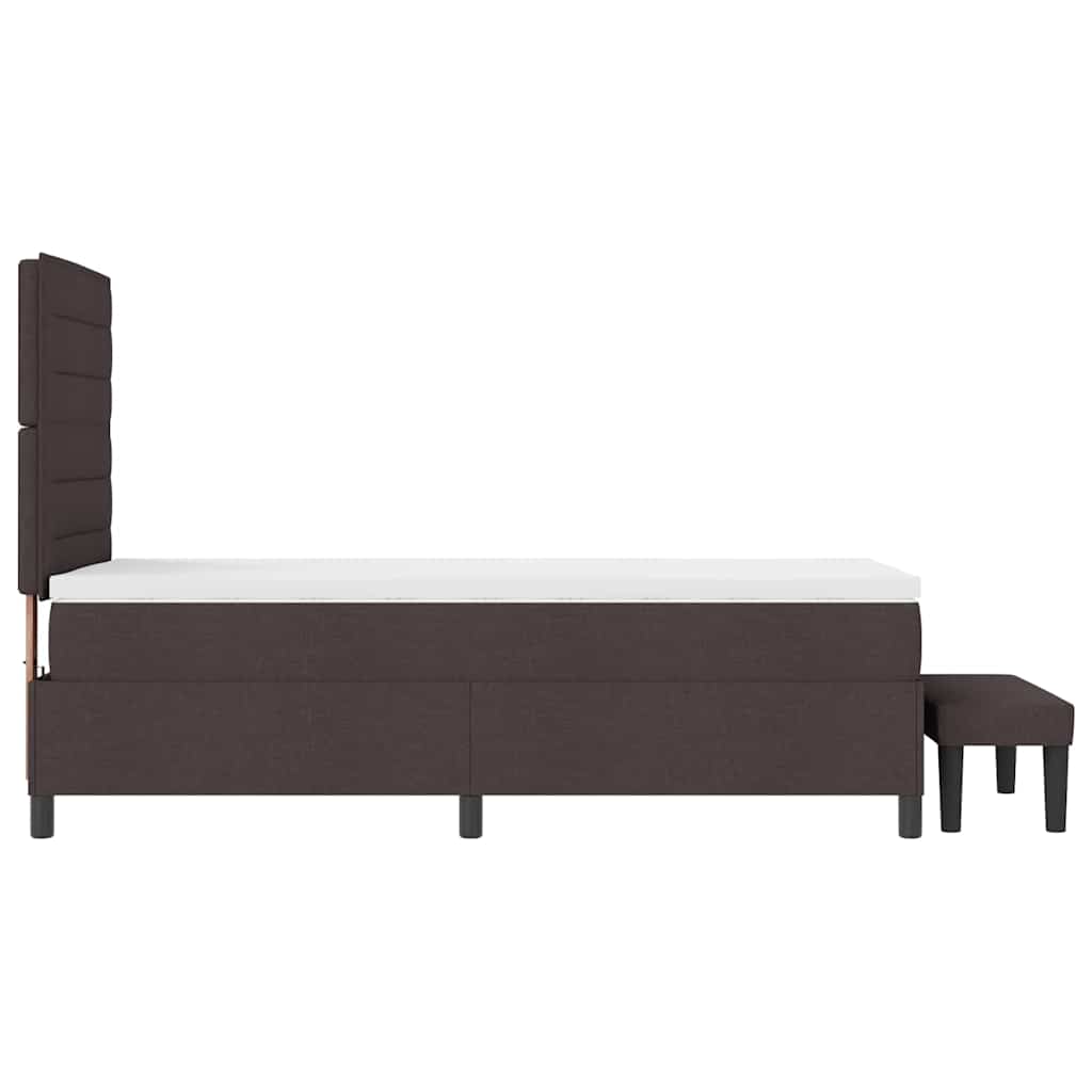 vidaXL Łóżko sprężynowe Z zagłówkiem Ciemny brąz 100 x 200 cm tkanina