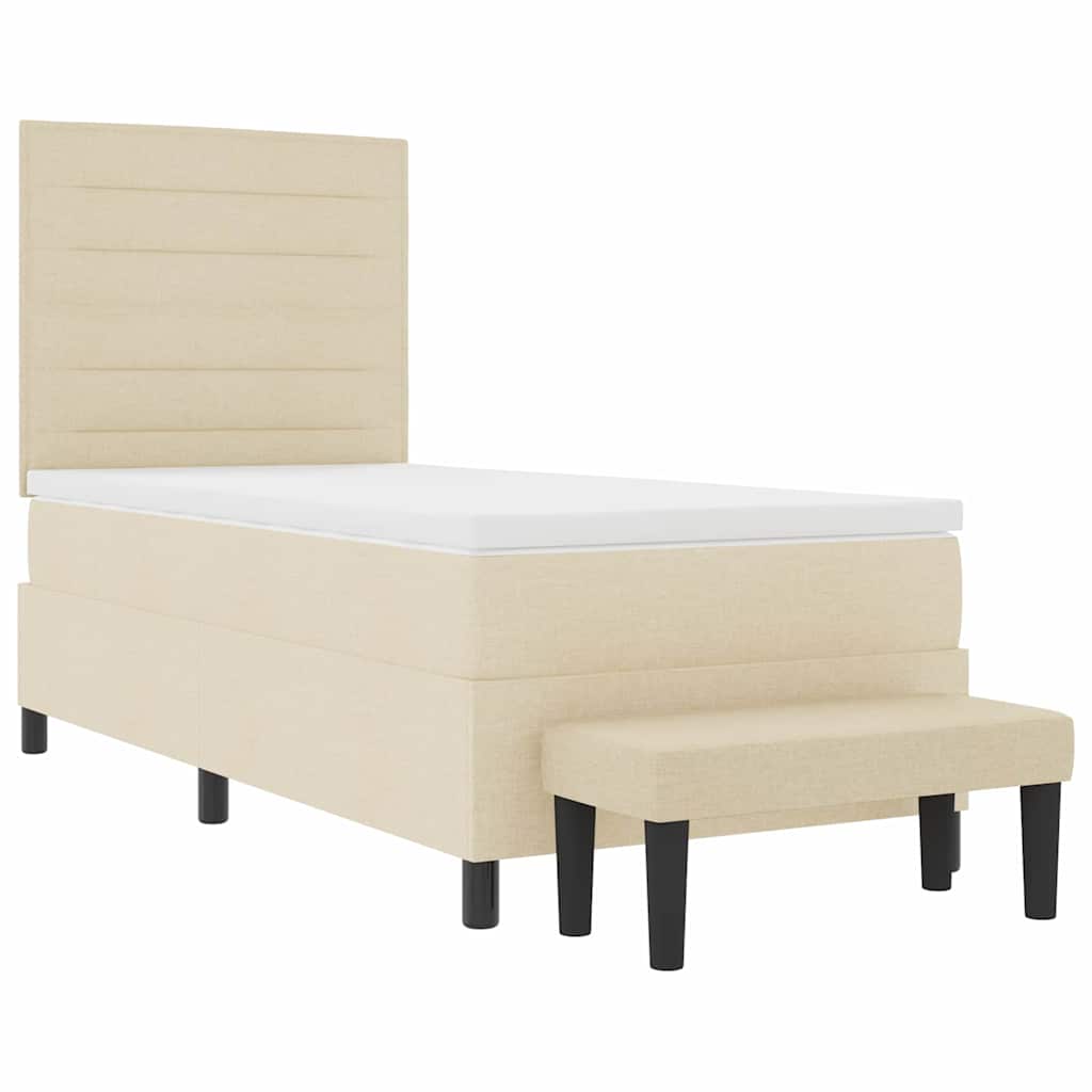 vidaXL Łóżko sprężynowe z poduszką Kremowy 100 x 200 cm tkanina