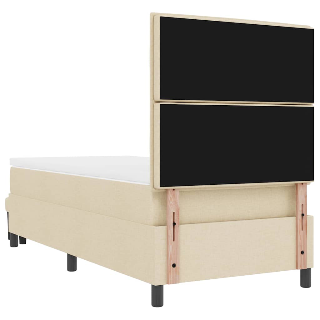 vidaXL Łóżko sprężynowe z poduszką Kremowy 100 x 200 cm tkanina