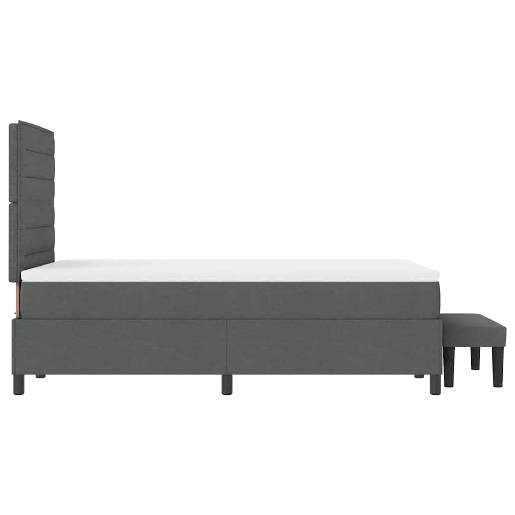 vidaXL Łóżko sprężynowe Z zagłówkiem Ciemnoszary 120 x 190 cm tkanina
