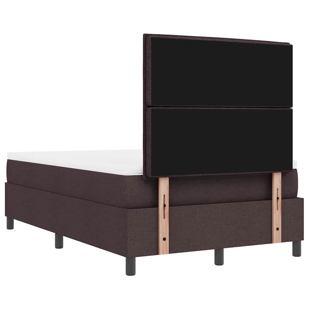 vidaXL Łóżko sprężynowe Z zagłówkiem Ciemny brąz 120 x 190 cm tkanina