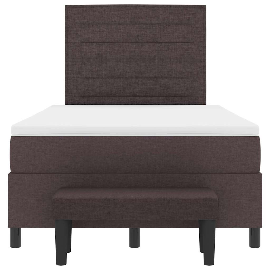 vidaXL Łóżko sprężynowe Z zagłówkiem Ciemny brąz 120 x 190 cm tkanina