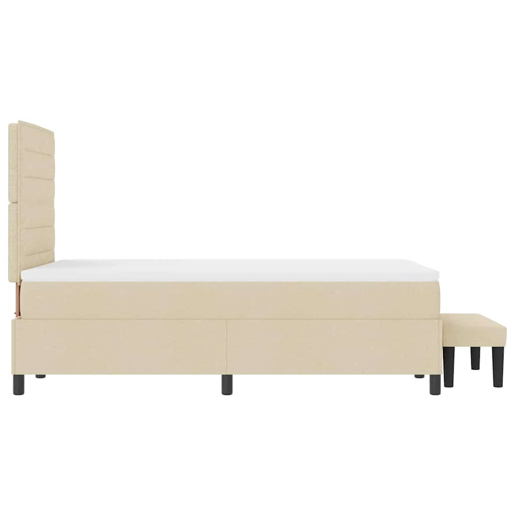 vidaXL Łóżko sprężynowe Z zagłówkiem Kremowy 120 x 190 cm tkanina