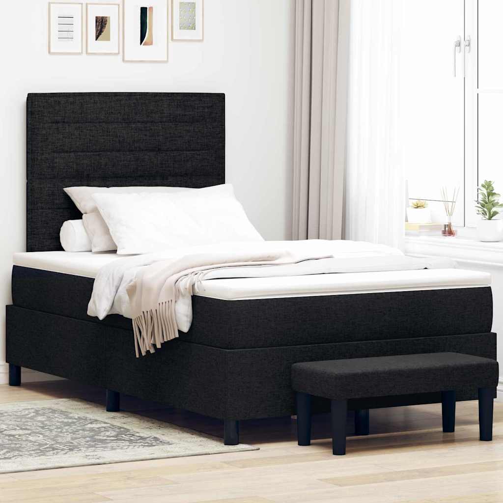 vidaXL Łóżko sprężynowe Z zagłówkiem Czarny 120 x 200 cm tkanina
