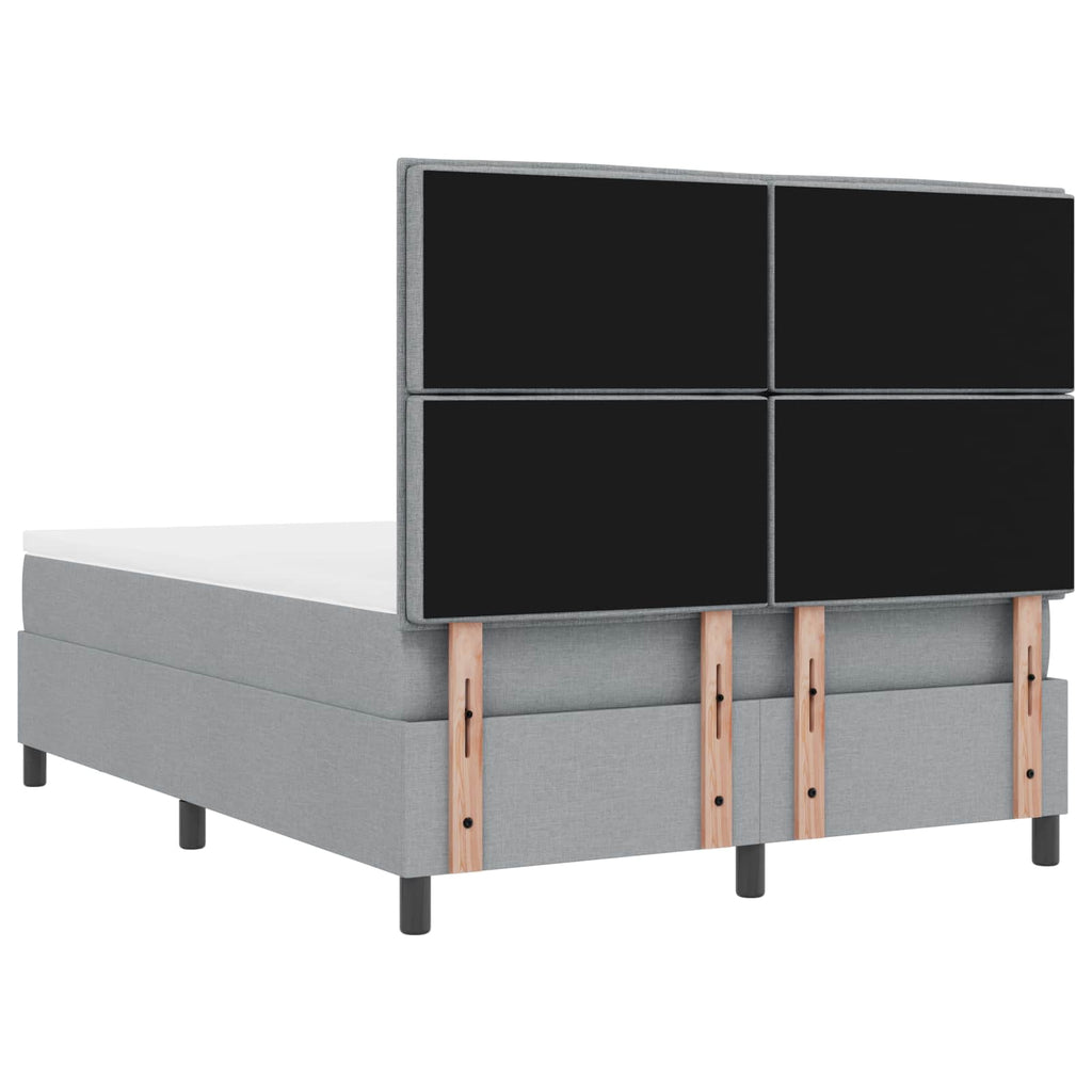 vidaXL Łóżko sprężynowe Z zagłówkiem Jasnoszary 140 x 190 cm tkanina