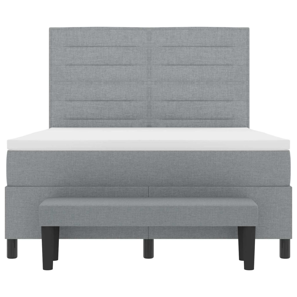 vidaXL Łóżko sprężynowe Z zagłówkiem Jasnoszary 140 x 190 cm tkanina