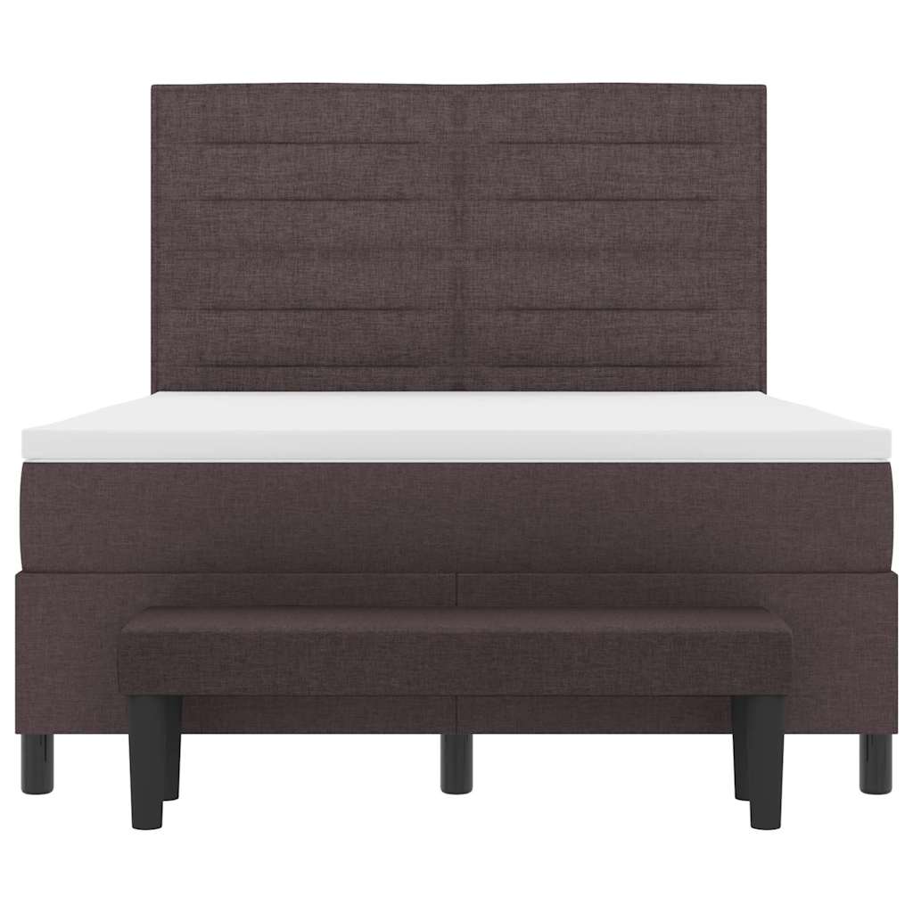 vidaXL Łóżko sprężynowe Z zagłówkiem Ciemny brąz 140 x 200 cm tkanina