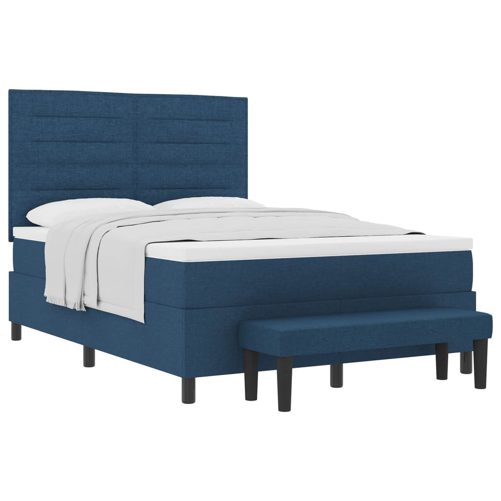 vidaXL Łóżko sprężynowe Z zagłówkiem Niebieski 140 x 200 cm tkanina