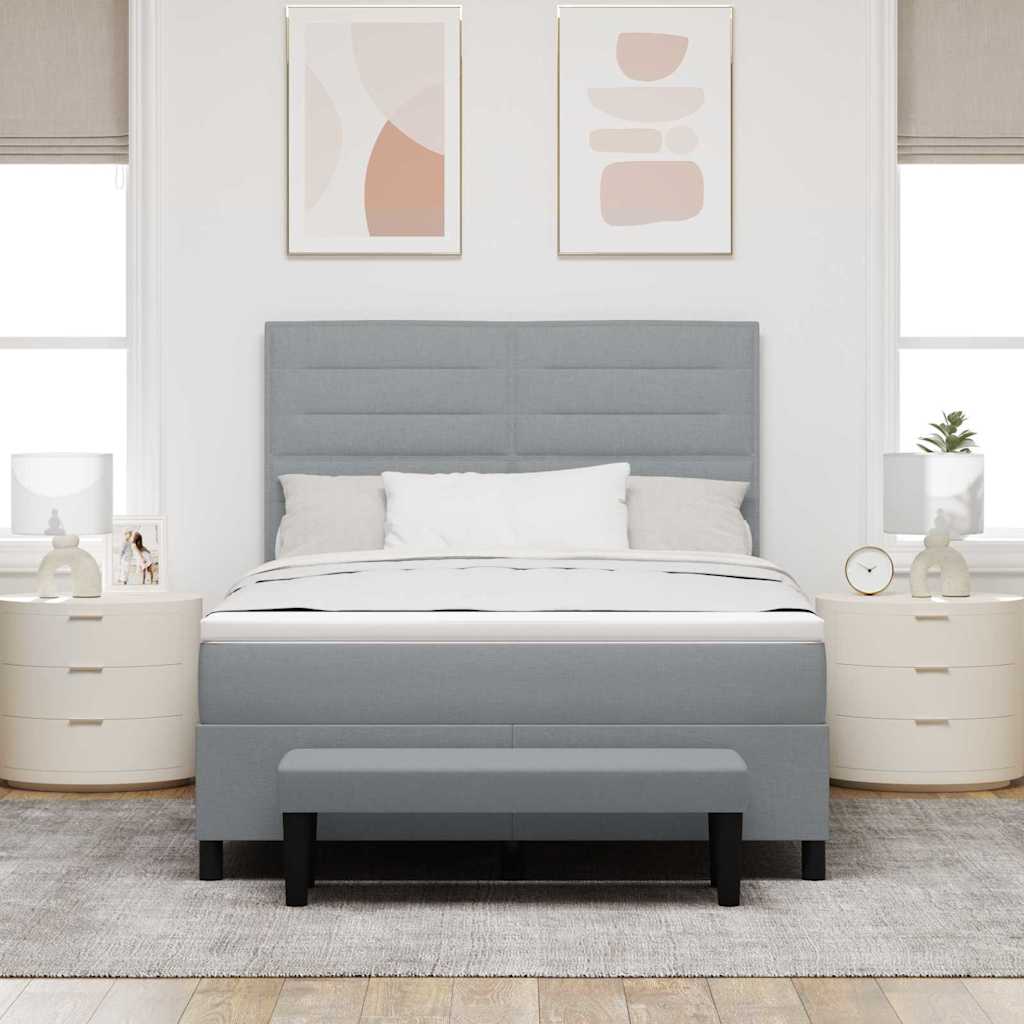 vidaXL Łóżko sprężynowe Z zagłówkiem Jasnoszary 160 x 200 cm tkanina