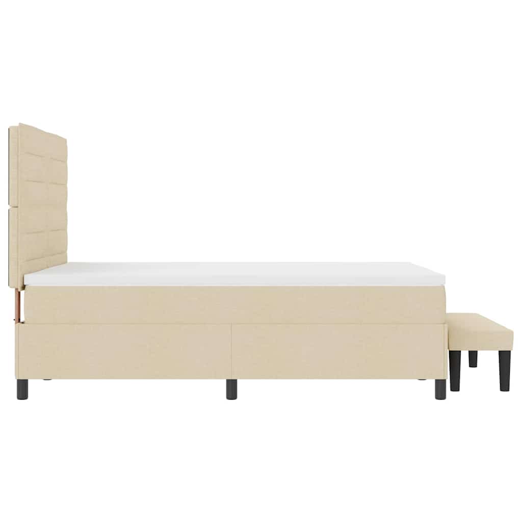 vidaXL Łóżko sprężynowe Z zagłówkiem Kremowy 160 x 200 cm tkanina