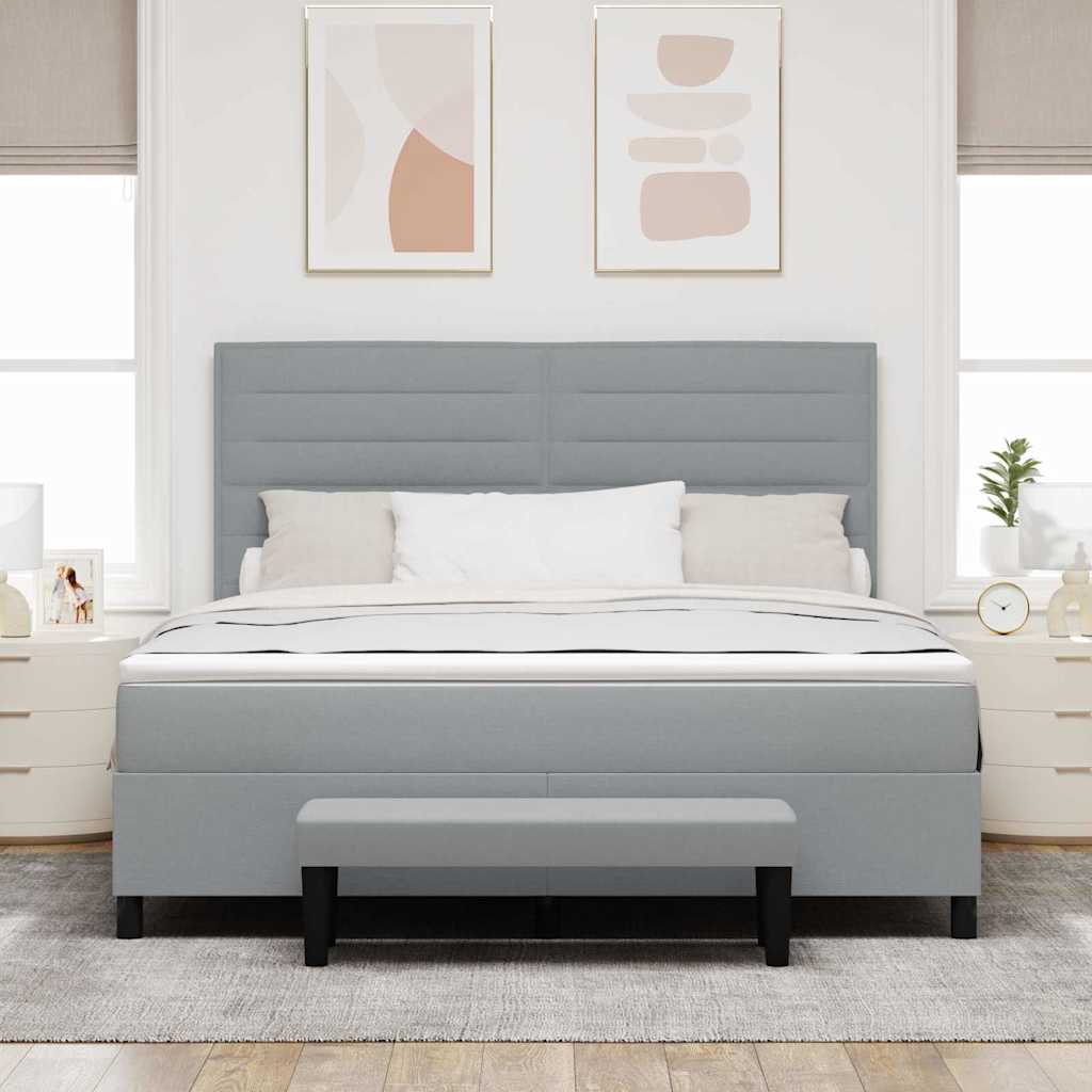 vidaXL Łóżko sprężynowe Z zagłówkiem Jasnoszary 180 x 200 cm tkanina