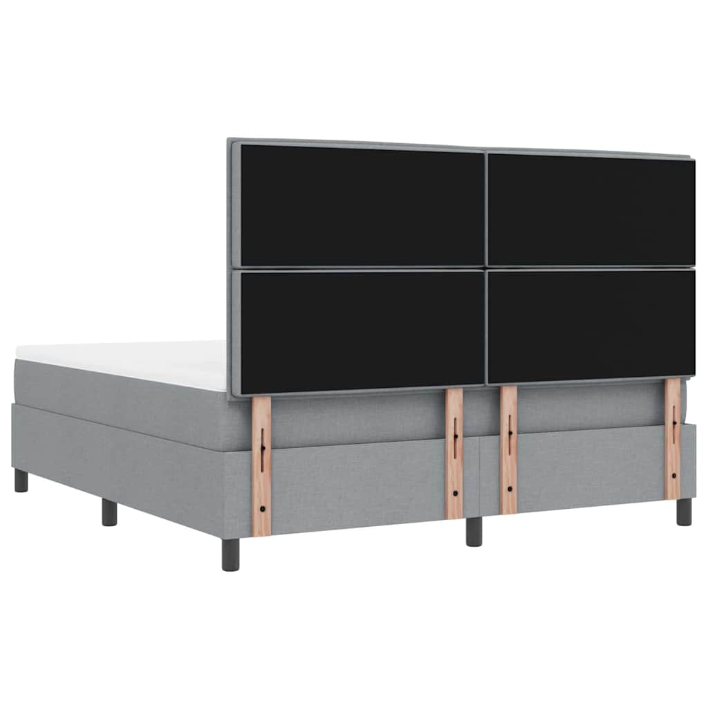 vidaXL Łóżko sprężynowe Z zagłówkiem Jasnoszary 180 x 200 cm tkanina