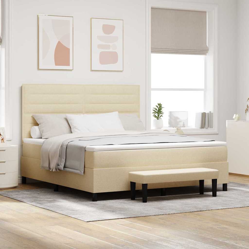 vidaXL Łóżko sprężynowe z poduszką Kremowy 180 x 200 cm tkanina