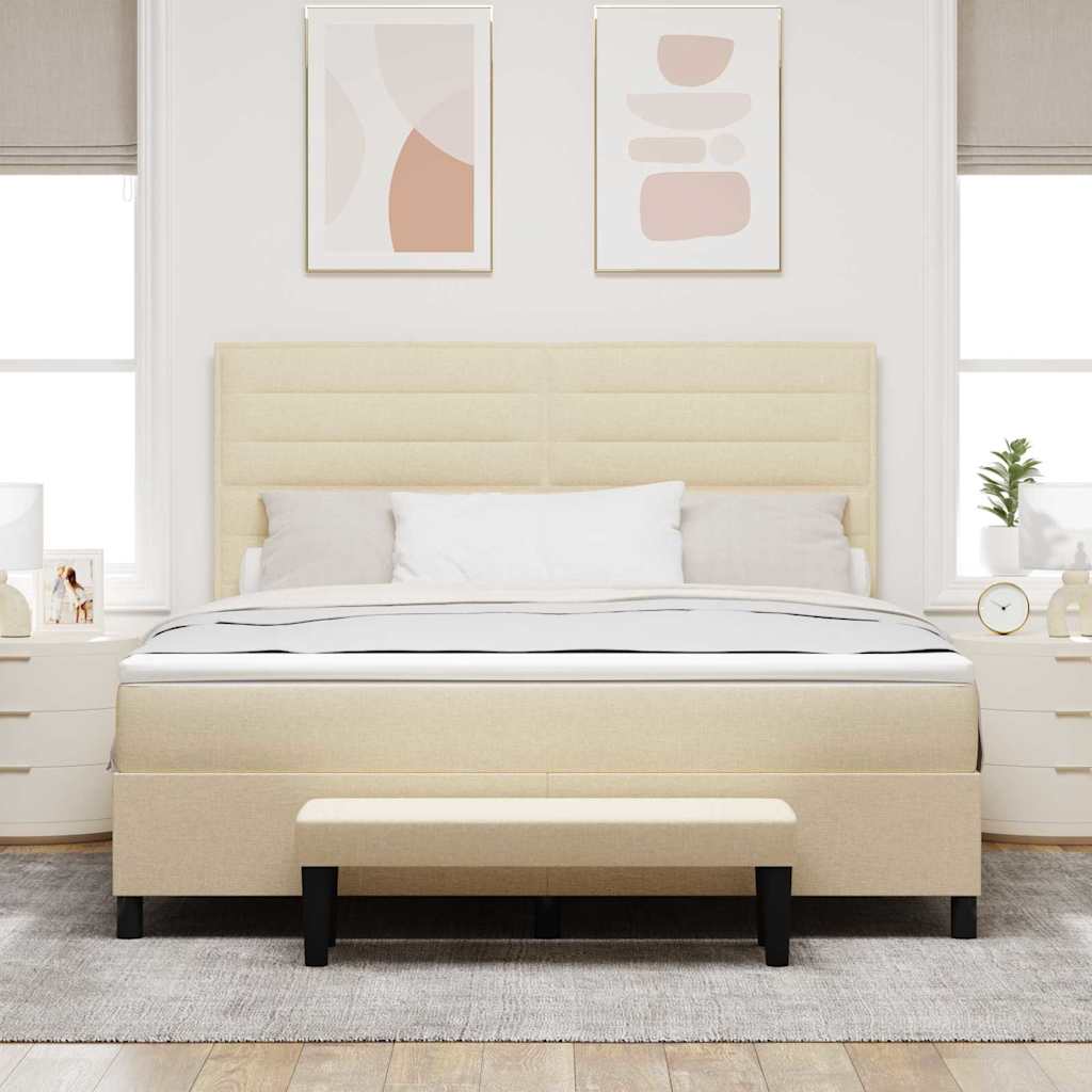 vidaXL Łóżko sprężynowe z poduszką Kremowy 180 x 200 cm tkanina
