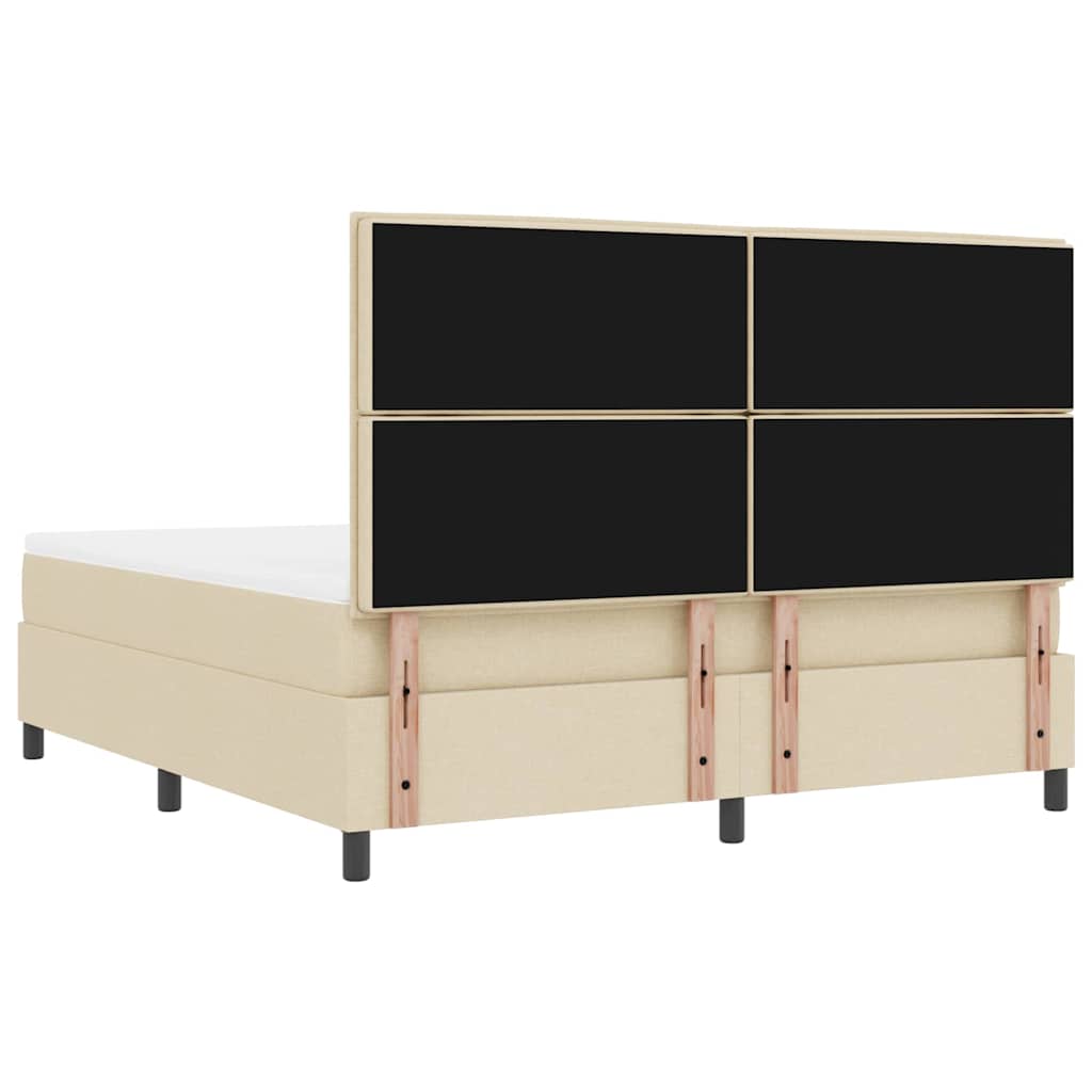 vidaXL Łóżko sprężynowe z poduszką Kremowy 180 x 200 cm tkanina