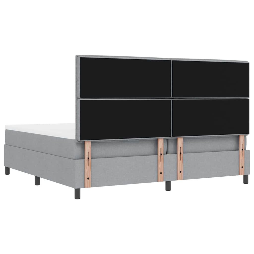 vidaXL Łóżko sprężynowe Z zagłówkiem Jasnoszary 200 x 200 cm tkanina