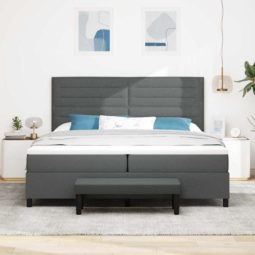 vidaXL Łóżko sprężynowe z materacem Ciemnoszary 200 x 200 cm tkanina