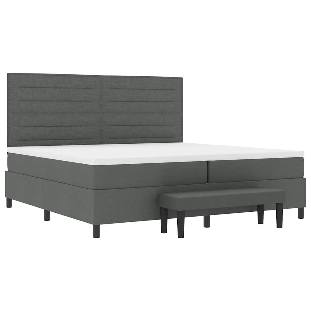 vidaXL Łóżko sprężynowe z materacem Ciemnoszary 200 x 200 cm tkanina