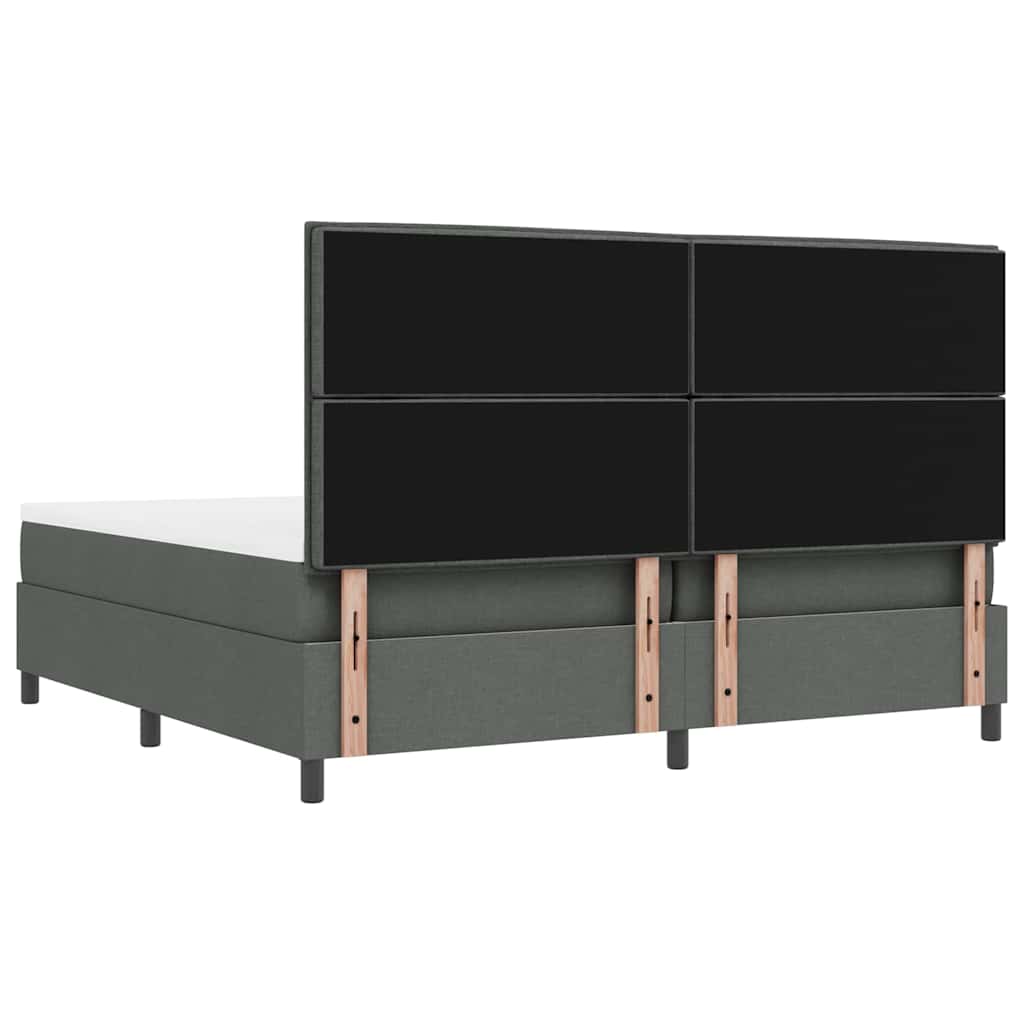 vidaXL Łóżko sprężynowe z materacem Ciemnoszary 200 x 200 cm tkanina