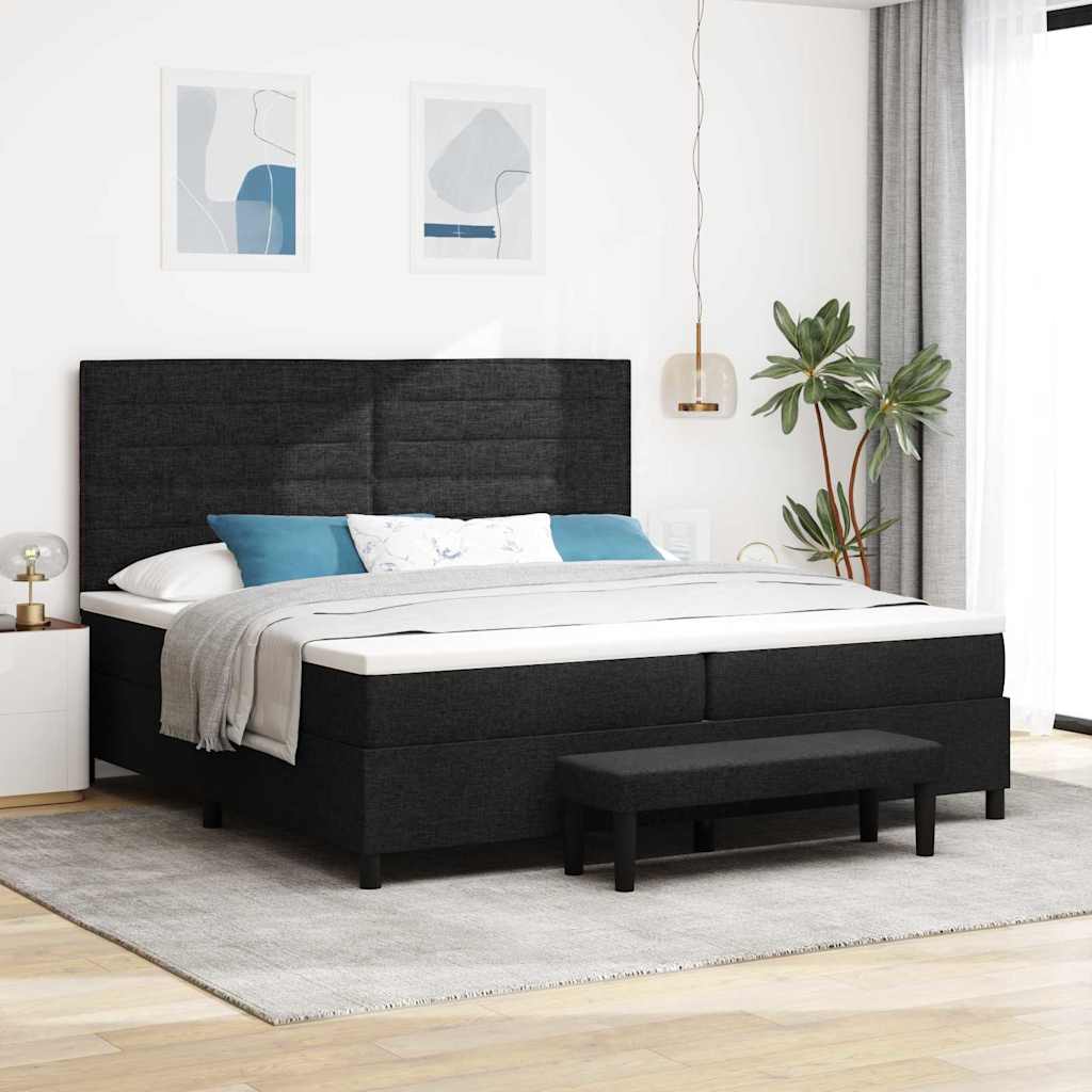 vidaXL Łóżko sprężynowe z materacem Czarny 200 x 200 cm tkanina