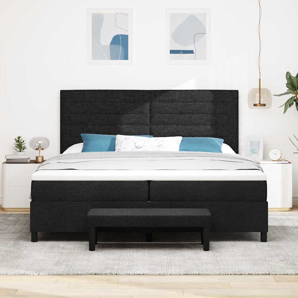 vidaXL Łóżko sprężynowe z materacem Czarny 200 x 200 cm tkanina