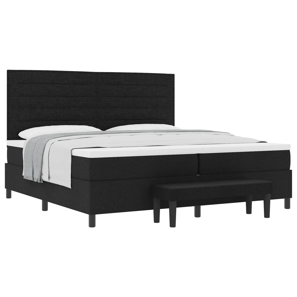vidaXL Łóżko sprężynowe z materacem Czarny 200 x 200 cm tkanina