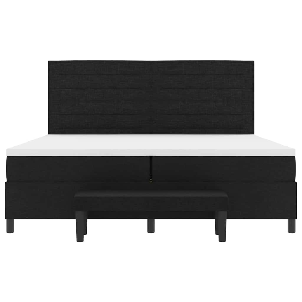 vidaXL Łóżko sprężynowe z materacem Czarny 200 x 200 cm tkanina
