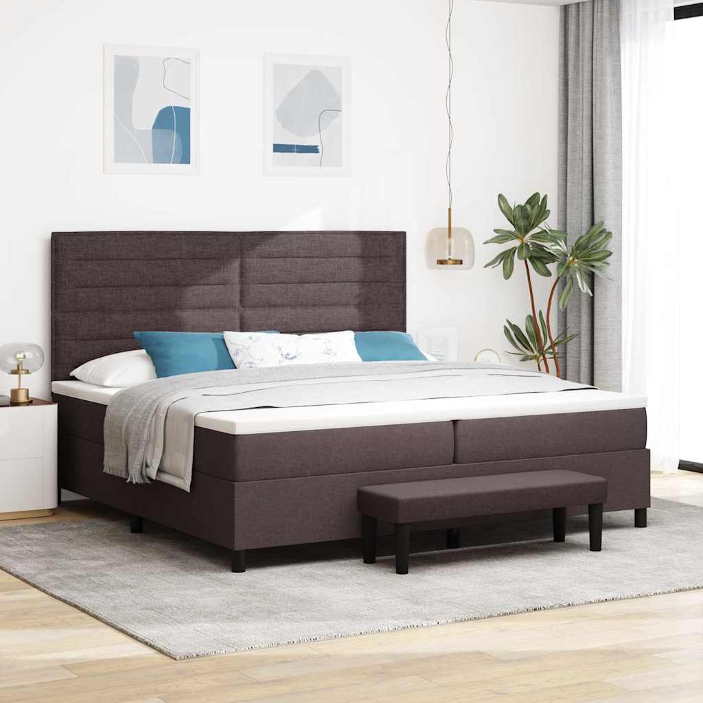 vidaXL Łóżko sprężynowe z materacem Ciemny brąz 200 x 200 cm tkanina