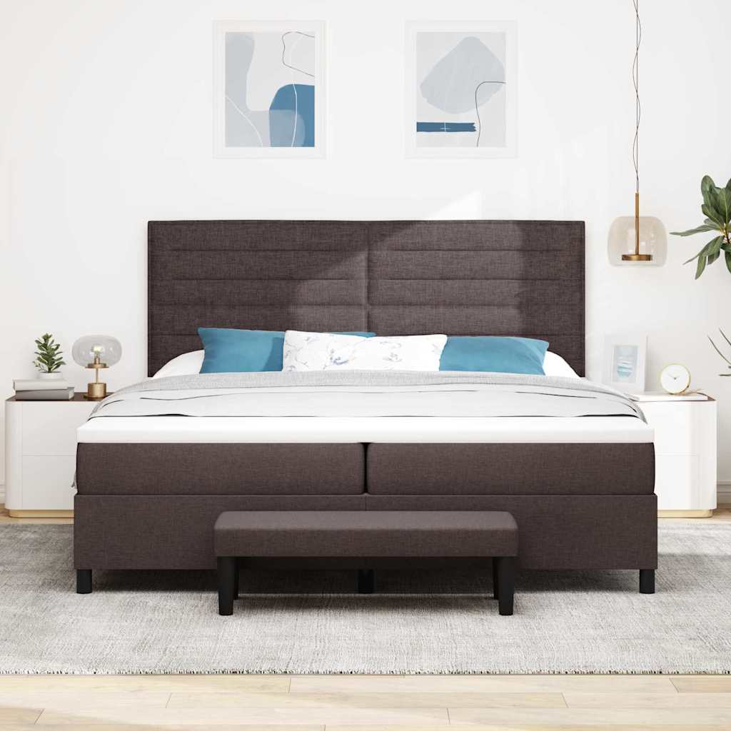 vidaXL Łóżko sprężynowe z materacem Ciemny brąz 200 x 200 cm tkanina