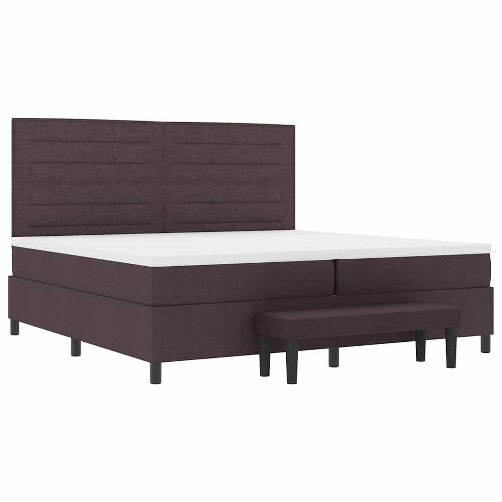 vidaXL Łóżko sprężynowe z materacem Ciemny brąz 200 x 200 cm tkanina