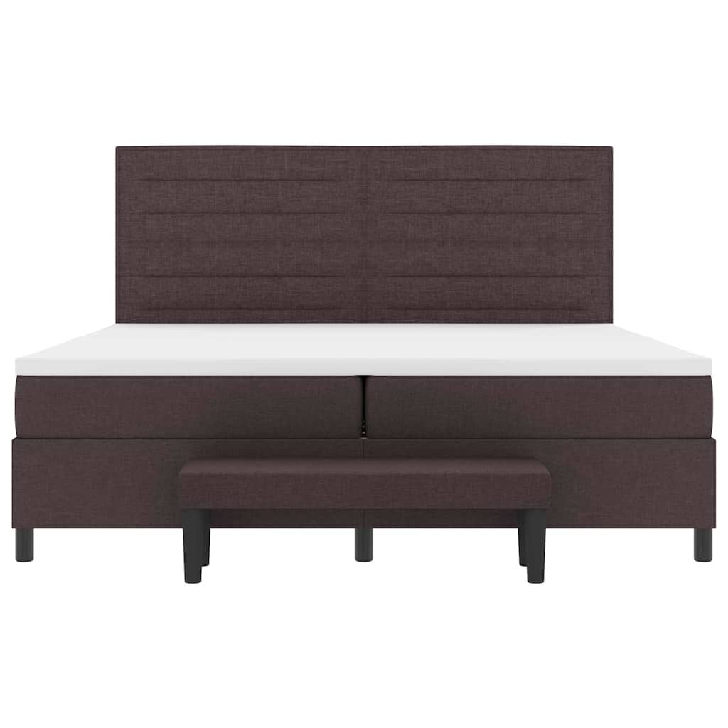 vidaXL Łóżko sprężynowe z materacem Ciemny brąz 200 x 200 cm tkanina