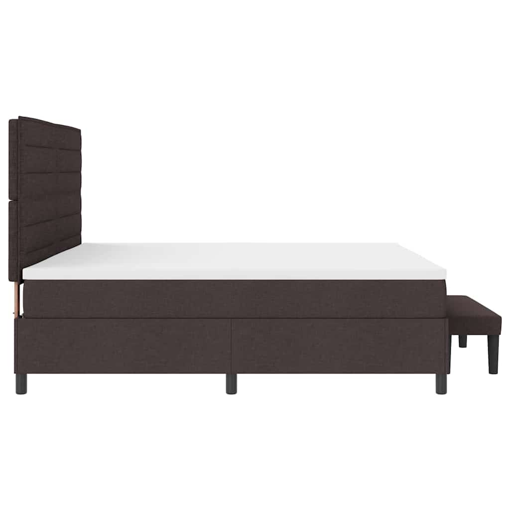 vidaXL Łóżko sprężynowe z materacem Ciemny brąz 200 x 200 cm tkanina